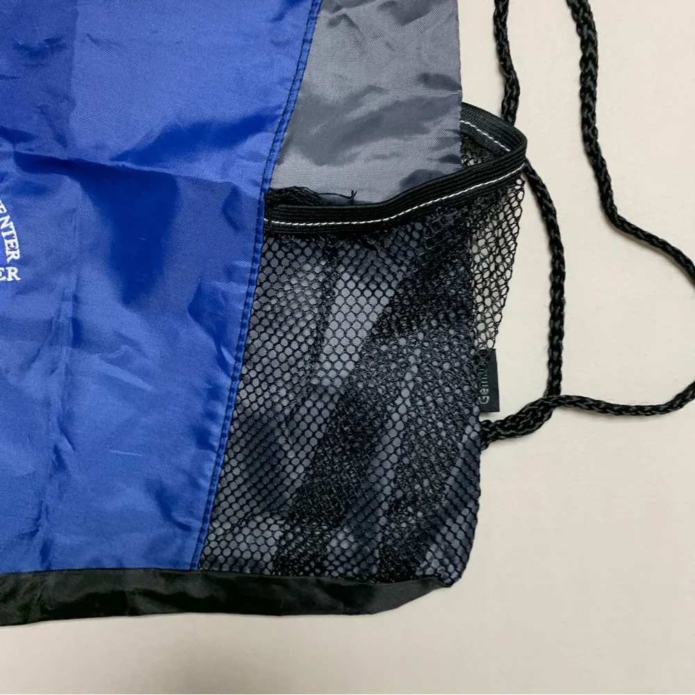Drawstring Sports Pack Blue Black School Lightweight Backpack Knapsack Rucksack